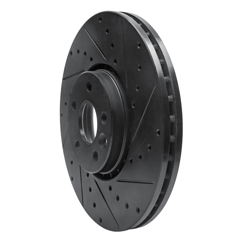 Volvo XC60 Brake Rotor (1) - Front Right - R1 Concepts - Drilled & Slotted - Black - `10-`16